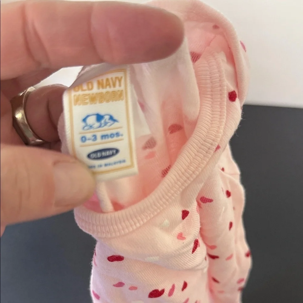 Pink Heart Patterned Baby Onesie 2004